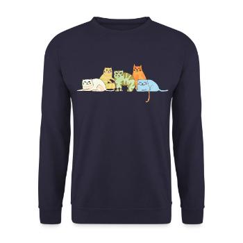 Cat Family_Katzenfamilie - Unisex Sweatshirt - navy - Front - Alina (178cm) & Michal (187cm)