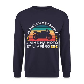 J'aime ma moto et l' apéro humour motard cadeau - Sweat-shirt Unisexe - marine - Devant - Alina (178cm) & Michal (187cm)