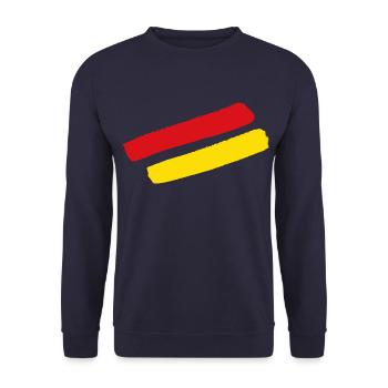 Burgenland Style Streifen - Unisex Pullover - Navy - Vorne - Alina (178cm) & Michal (187cm)