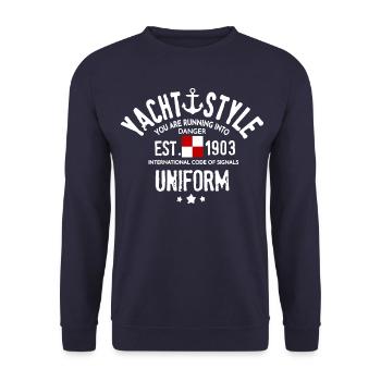Yacht-Stil Sie geraten in Gefahr - Unisex Pullover - Navy - Vorne - Alina (178cm) & Michal (187cm)