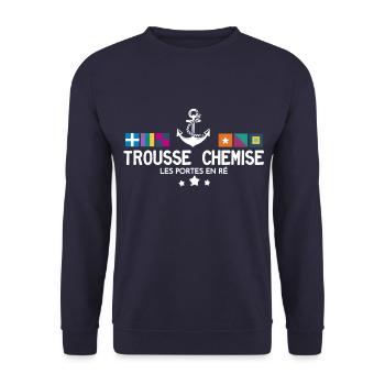 Trousse Chemise Les Portes en Ré - Sweat-shirt Unisexe - marine - Devant - Alina (178cm) & Michal (187cm)