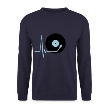 Vinyl Record Music Pulse Heartbeat Frequency - Unisex Sweatshirt - navy - Front - Alina (178cm) & Michal (187cm)