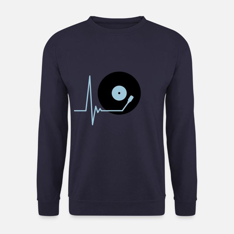 Vinyl Record Music Pulse Heartbeat Frequency - Unisex Sweatshirt - navy