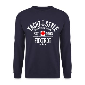 Yachtstil kommuniziere mit mir Foxtrott - Unisex Pullover - Navy - Vorne - Alina (178cm) & Michal (187cm)