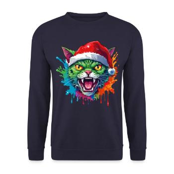 13 gouttes de couleur du Père Noël chat zombie - Sweat-shirt Unisexe - marine - Devant - Alina (178cm) & Michal (187cm)