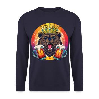 12 Bär mit zwei Maß Bier Bierkrüge Maßkrüge Prost - Unisex Pullover - Navy - Vorne - Alina (178cm) & Michal (187cm)