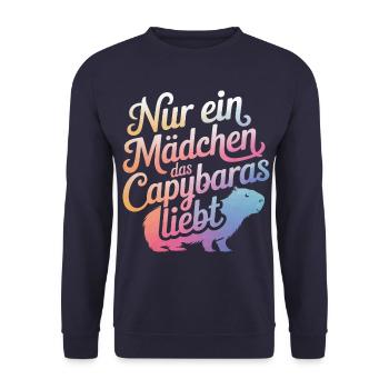 Capybara Wasserschwein Capybaras - Unisex Pullover - Navy - Vorne - Alina (178cm) & Michal (187cm)