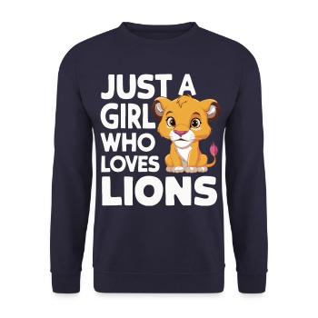 Lion Lion Animal Africa - Unisex Sweatshirt - navy - Front - Alina (178cm) & Michal (187cm)
