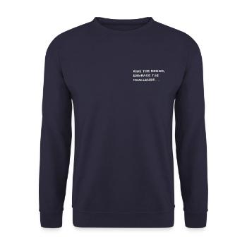 Gravel, Mountain Bike, Passion, Cycling - Unisex Sweatshirt - navy - Front - Alina (178cm) & Michal (187cm)