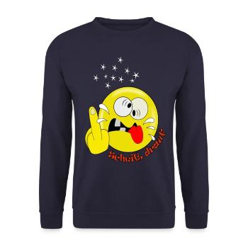Lustig Smiley spaßig - Unisex Pullover - Navy - Vorne - Alina (178cm) & Michal (187cm)