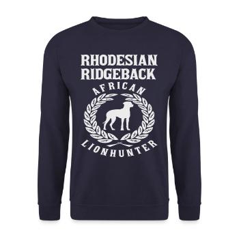 Rhodesian Ridgeback "Lionhunter" - Sweat-shirt Unisexe - marine - Devant - Alina (178cm) & Michal (187cm)