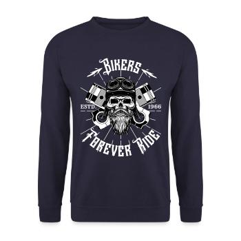 I am a Biker. - Unisex Sweatshirt - navy - Front - Alina (178cm) & Michal (187cm)
