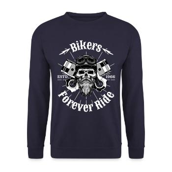 I am a Biker. - Unisex Sweatshirt - navy - Front - Alina (178cm) & Michal (187cm)