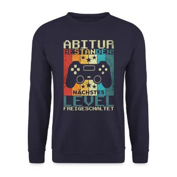 Abitur Abi Abschluss Abiturienten Vintage Geschenk - Unisex Pullover - Navy - Vorne - Alina (178cm) & Michal (187cm)