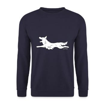 flyingwhiteshep - Unisex Pullover - Navy - Vorne - Alina (178cm) & Michal (187cm)