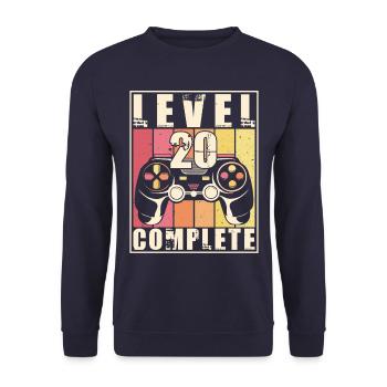20. Geburtstag Level 20 Complete 20 Jahre Geschenk - Unisex Pullover - Navy - Vorne - Alina (178cm) & Michal (187cm)