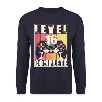 16. Geburtstag Level 16 Complete 16 Jahre Geschenk - Unisex Pullover - Navy - Vorne - Alina (178cm) & Michal (187cm)