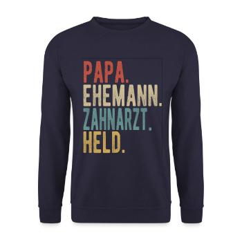 Zahnarzt Papa Ehemann Held - Unisex Pullover - Navy - Vorne - Alina (178cm) & Michal (187cm)