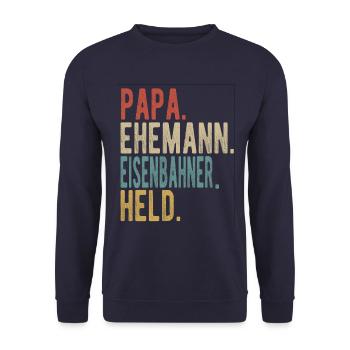 Eisenbahner Papa Ehemann Held - Unisex Pullover - Navy - Vorne - Alina (178cm) & Michal (187cm)