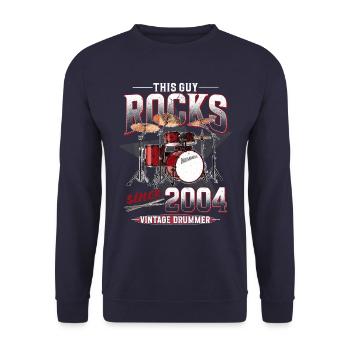 2004 Vintage Drum Drummer Anniversaire - Sweat-shirt Unisexe - marine - Devant - Alina (178cm) & Michal (187cm)