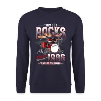 1986 Vintage Drum Drummer Anniversaire - Sweat-shirt Unisexe - marine - Devant - Alina (178cm) & Michal (187cm)
