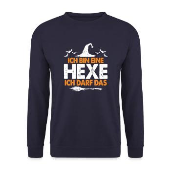Ich Bin Eine Hexe Ich Darf Das - Unisex Pullover - Navy - Vorne - Alina (178cm) & Michal (187cm)