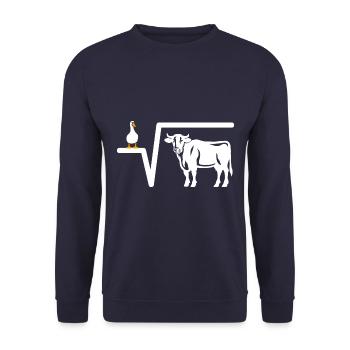 Ente Wurzel aus Kuh - Mathe Geschenk - Unisex Pullover - Navy - Vorne - Alina (178cm) & Michal (187cm)