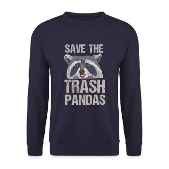 Waschbär Tier Racoon Trash Panda Witzig Geschenk - Unisex Pullover - Navy - Vorne - Alina (178cm) & Michal (187cm)