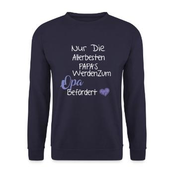 Papa's Werden Zum Opa Befördert - Endlich Opa - Unisex Pullover - Navy - Vorne - Alina (178cm) & Michal (187cm)