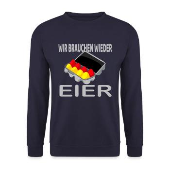 Deutschland Eier Flagge Fußball Fan - Unisex Pullover - Navy - Vorne - Alina (178cm) & Michal (187cm)