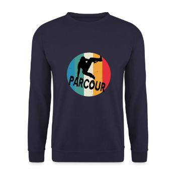 Parkour Parcour Freerunning Parkour Runner Jump - Unisex Sweatshirt - navy - Front - Alina (178cm) & Michal (187cm)