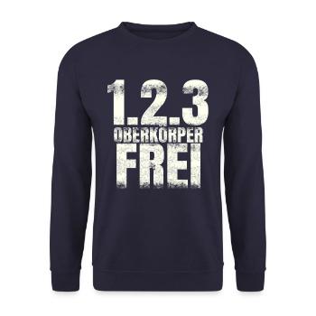 Oberkörper Frei Party Event Nackt Fussball Sport - Unisex Pullover - Navy - Vorne - Alina (178cm) & Michal (187cm)