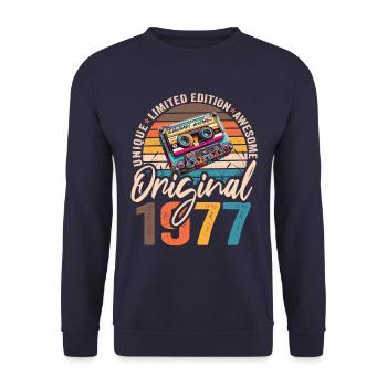 Vintage né 1977 anniversaire Original 1977 - Sweat-shirt Unisexe - marine - Devant - Alina (178cm) & Michal (187cm)