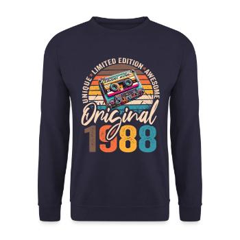 Vintage Né 1988 Anniversaire Original 1988 - Sweat-shirt Unisexe - marine - Devant - Alina (178cm) & Michal (187cm)