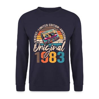 Vintage geboren 1983 Geburtstag Original 1983 - Unisex Pullover - Navy - Vorne - Alina (178cm) & Michal (187cm)