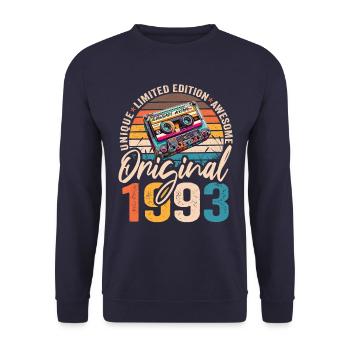 Vintage Né 1993 Anniversaire Original 1993 - Sweat-shirt Unisexe - marine - Devant - Alina (178cm) & Michal (187cm)