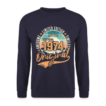 Millésime 1974 50e anniversaire Original 1974 - Sweat-shirt Unisexe - marine - Devant - Alina (178cm) & Michal (187cm)