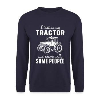 Traktor Spruch für echte Bauern und Landwirte - Unisex Pullover - Navy - Vorne - Alina (178cm) & Michal (187cm)
