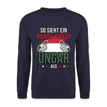 Ungarn - So sieht ein richtig cooler Ungar aus - Unisex Pullover - Navy - Vorne - Alina (178cm) & Michal (187cm)