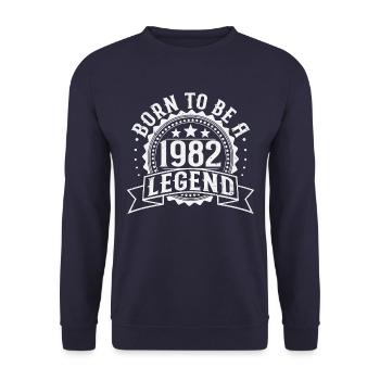 Legend born in 1982 Birthday Gift - Unisex Sweatshirt - navy - Front - Alina (178cm) & Michal (187cm)