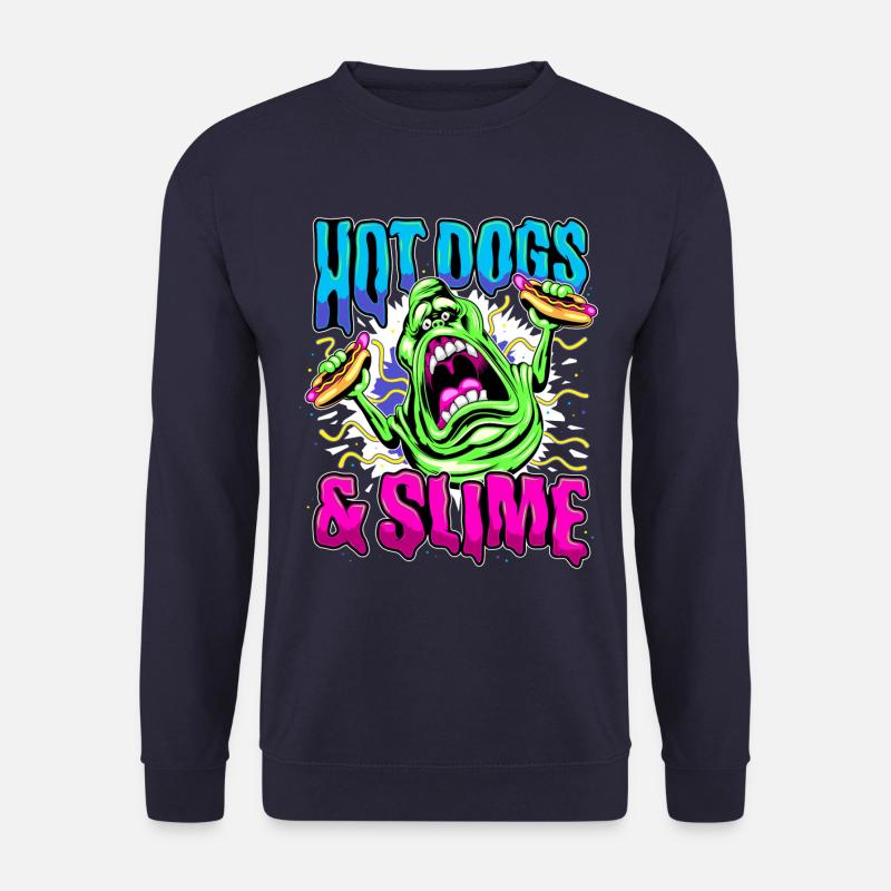Ghostbusters Hot Dogs And Slimer - Unisex Pullover - Navy