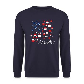 America USA - Unisex Pullover - Navy - Vorne - Alina (178cm) & Michal (187cm)