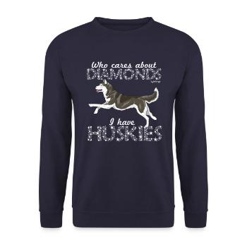 Husky Sibérien Diamants2 - Sweat-shirt Unisexe - marine - Devant - Alina (178cm) & Michal (187cm)