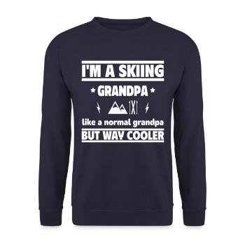 Cooler Skifahrer-Opa - Unisex Pullover - Navy - Vorne - Alina (178cm) & Michal (187cm)