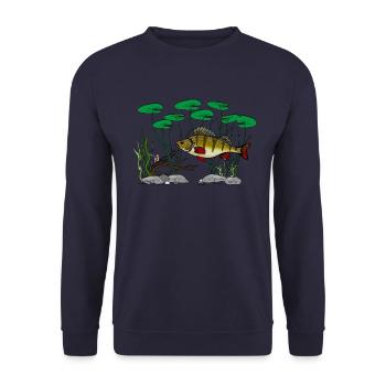 Perch fishing - Unisex Sweatshirt - navy - Front - Alina (178cm) & Michal (187cm)
