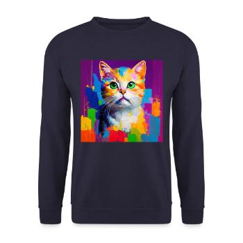 Oil Painting Style Cat Portrait Design for - Unisex Sweatshirt - navy - Front - Alina (178cm) & Michal (187cm)