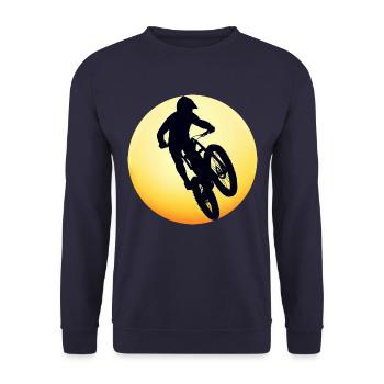 Mountain Bike Downhill - Sunset Silhouette - Unisex Sweatshirt - navy - Front - Alina (178cm) & Michal (187cm)