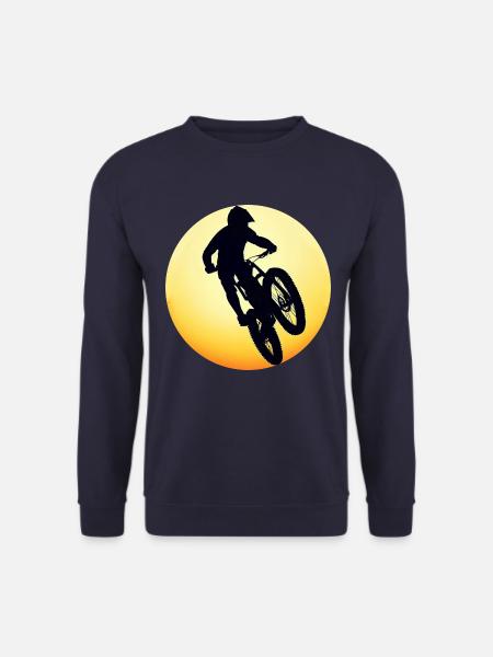 Mountainbike Downhill - Sunset Silhouette - Unisex Pullover - Navy