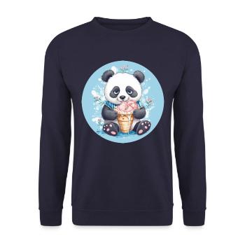 Panda maladroit - Crème glacée et fleurs Coucher de soleil Design - Sweat-shirt Unisexe - marine - Devant - Alina (178cm) & Michal (187cm)