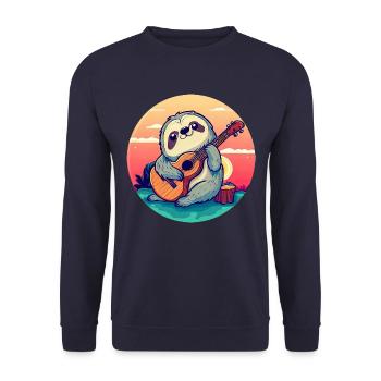 Sloth with guitar in sunset - Unisex Sweatshirt - navy - Front - Alina (178cm) & Michal (187cm)